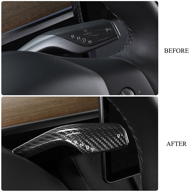 Model 3 & Y Carbon Fiber Turn Signal Stalk Covers for Tesla Model Y - close-up detail
