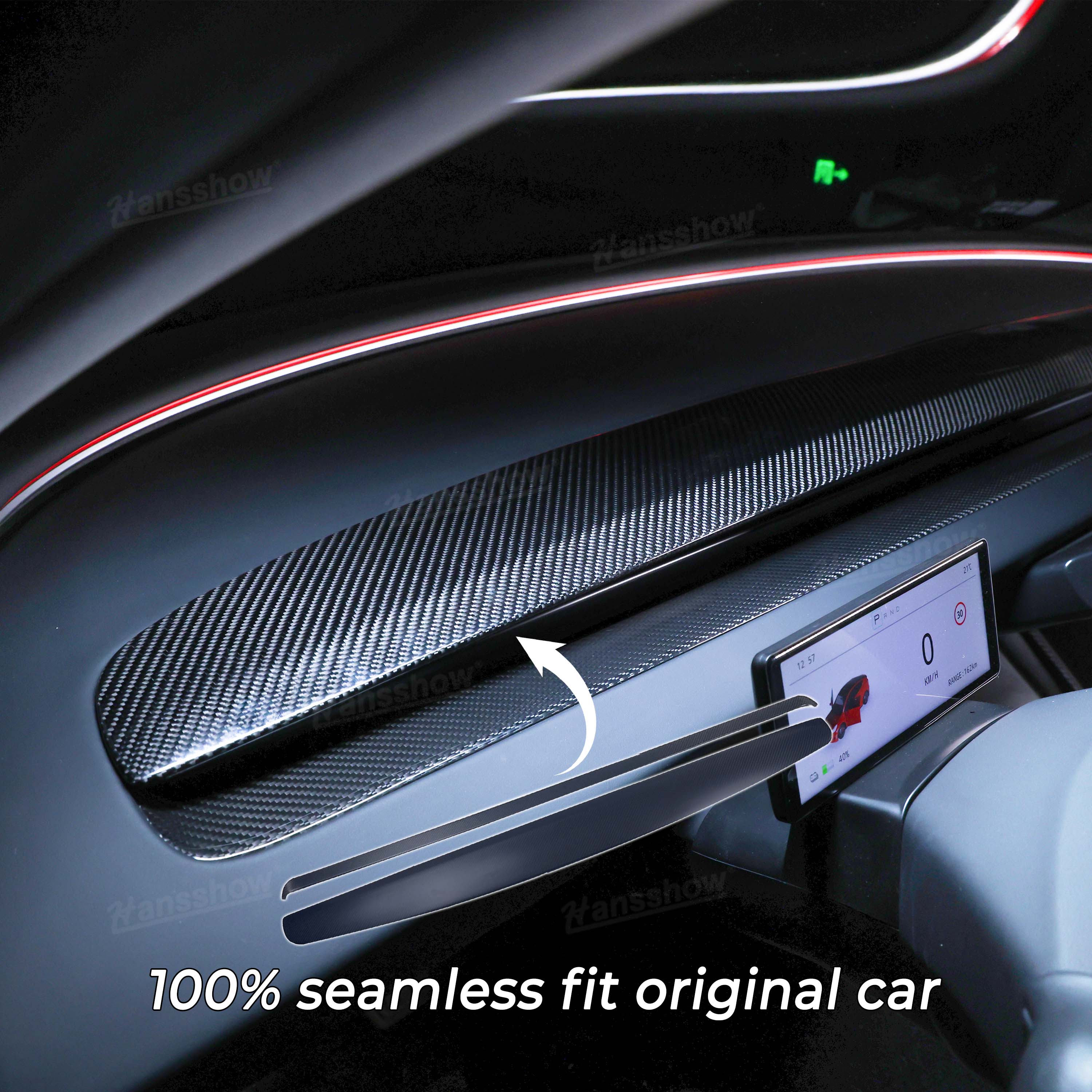 Carbon Fiber Dashboard Panel Trim for Tesla Model Y - Front View