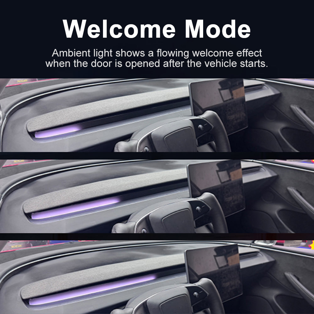 Model Y Juniper Ambient Light 3.0 showing dynamic lighting response