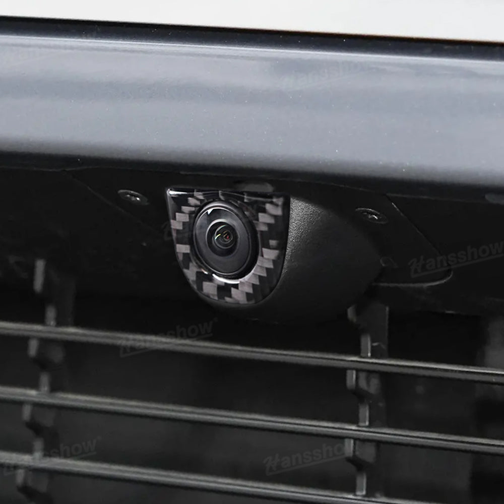 Model Y Juniper Flexible Urethane Carbon Fiber Front Camera Frame Sticker - back view