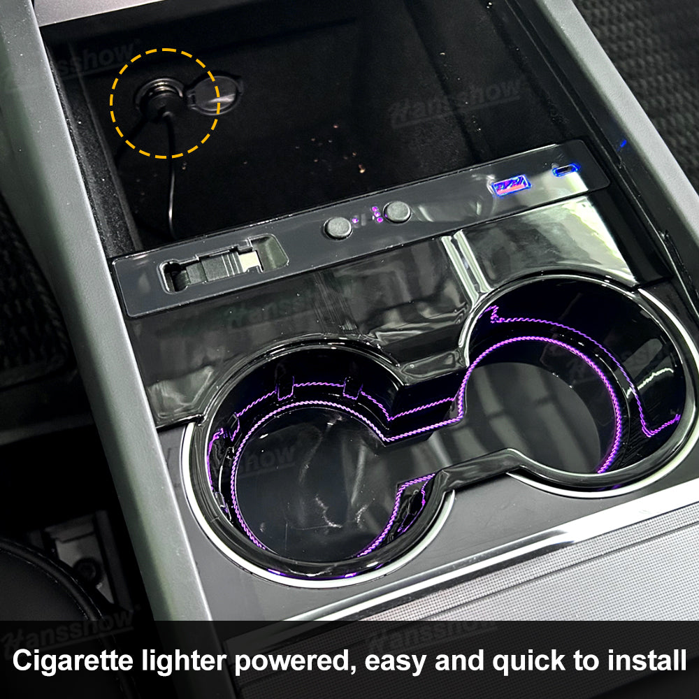 Model Y Juniper Center Console Cup Holder with Ambient Light - Air Freshener Functionality