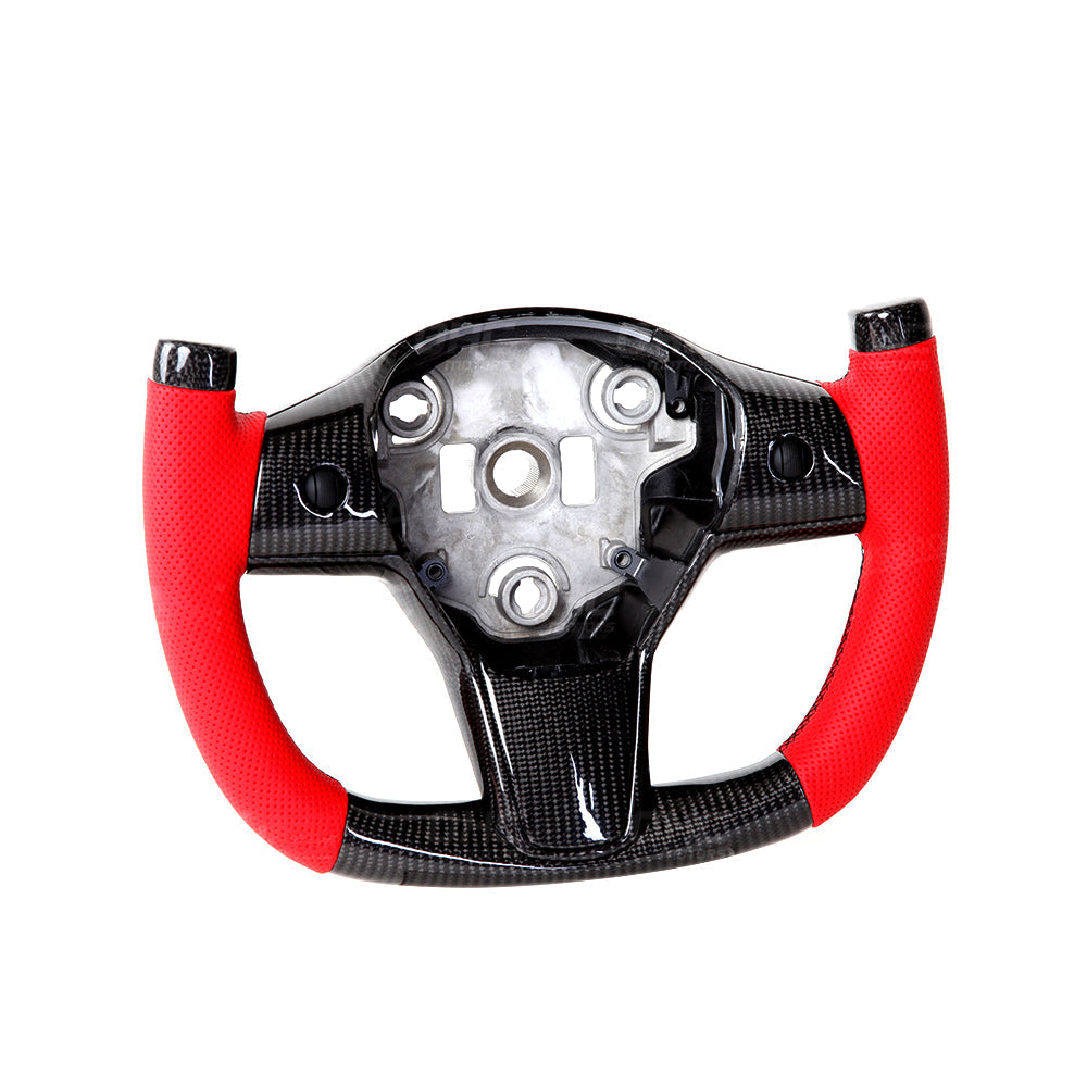 Model 3 / Y Custom Carbon Fiber Steering Wheel F1 Style for Tesla Model Y - Close-up detail