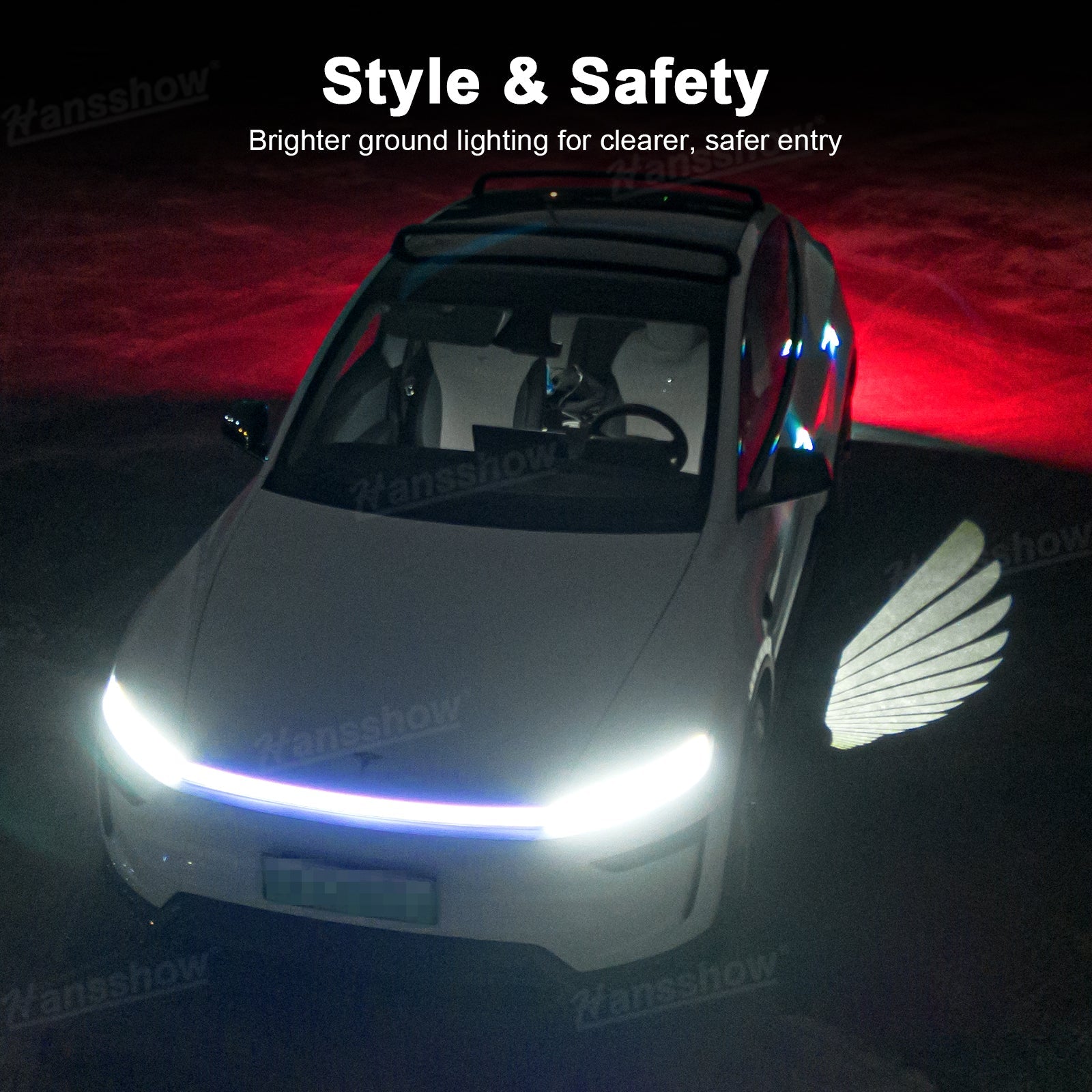Side Mirror Projector Lights Angel Wing Welcome Lights for Tesla Model Y - User-friendly installation