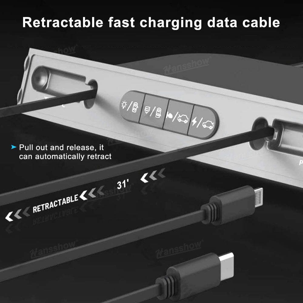 Tesla Model 3 Y USB Hub Retractable Cable Detail