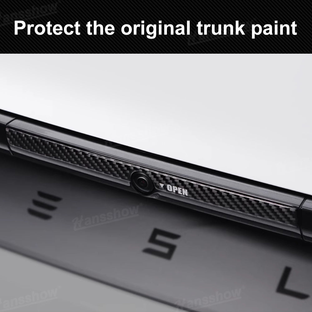 Model Y Juniper Trunk Button Sticker close-up detail