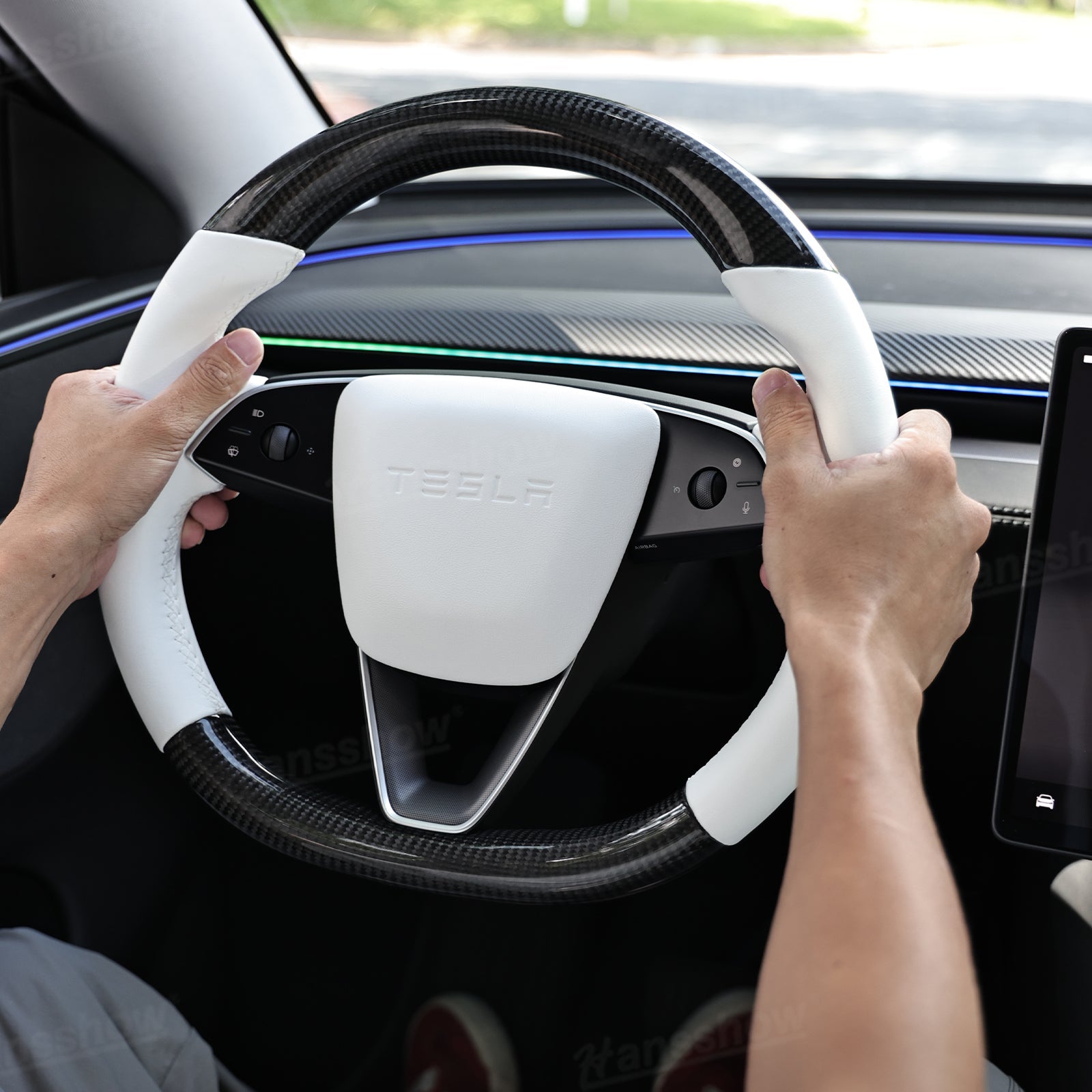 Model Y Juniper Steering Wheel Carbon Fiber Style ergonomic design