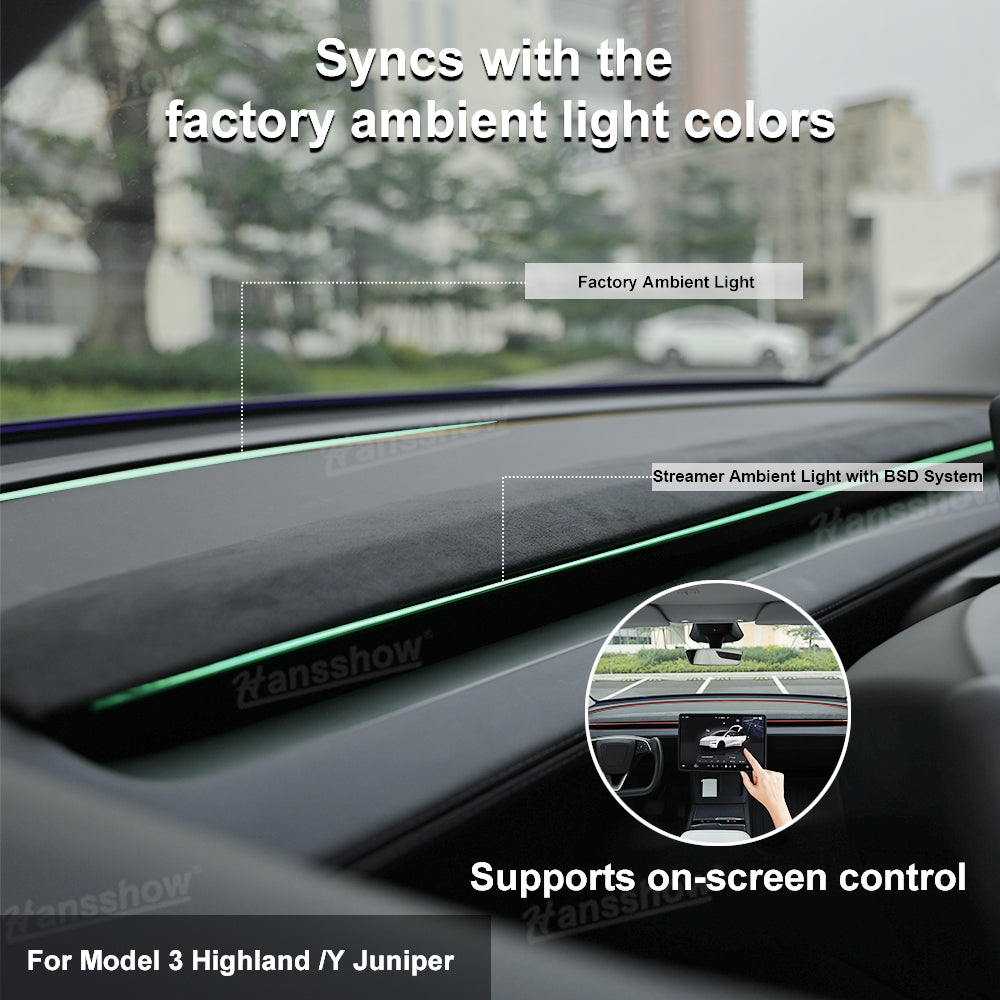 Streamer Ambient Light for Tesla Model Y & 3 installed view