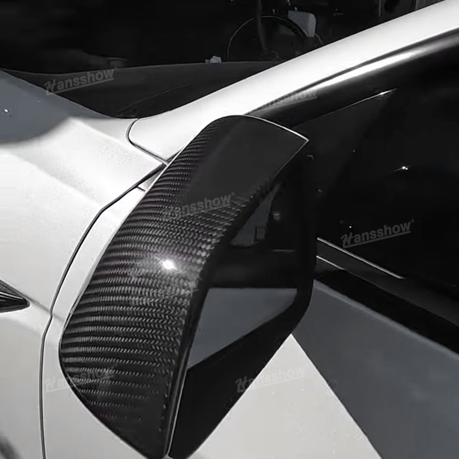 Model 3/Y Real Carbon Fiber Rearview Mirror Cover for Tesla Model Y - outdoor view