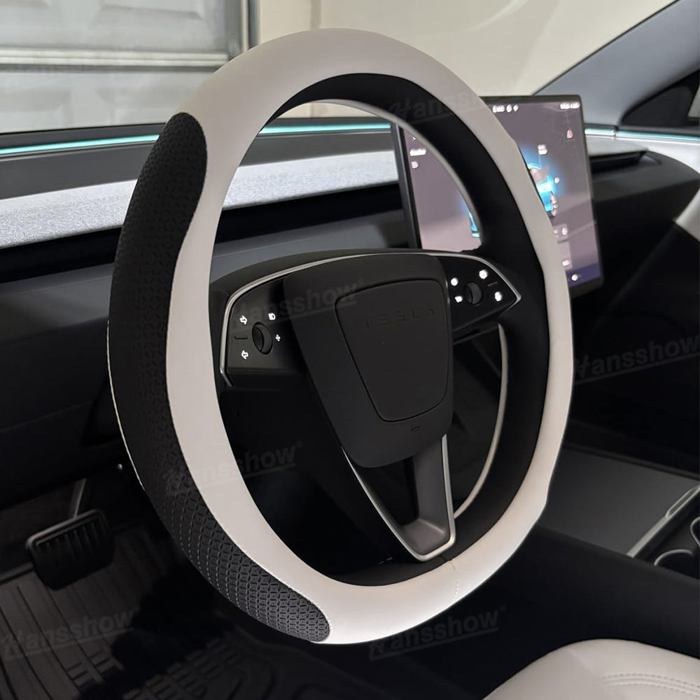 Model Y Juniper Steering Wheel Wrap breathable leather texture