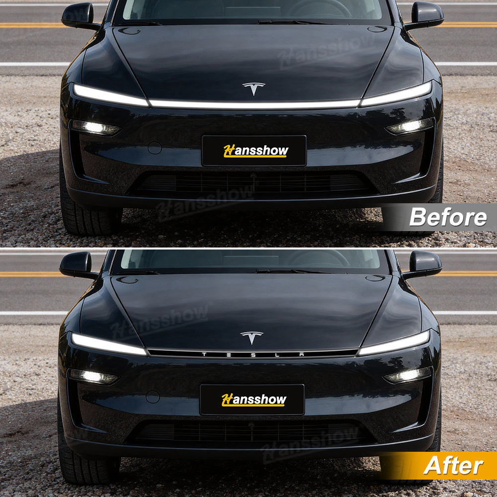 Side angle view of Model Y Juniper DRL PPF on Tesla