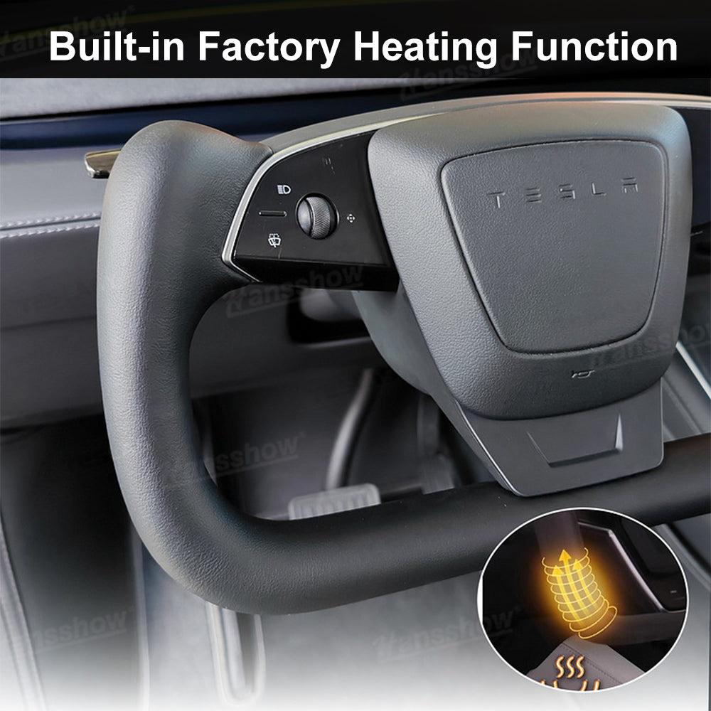 Model Y Juniper Nappa Leather Yoke Steering Wheel top view