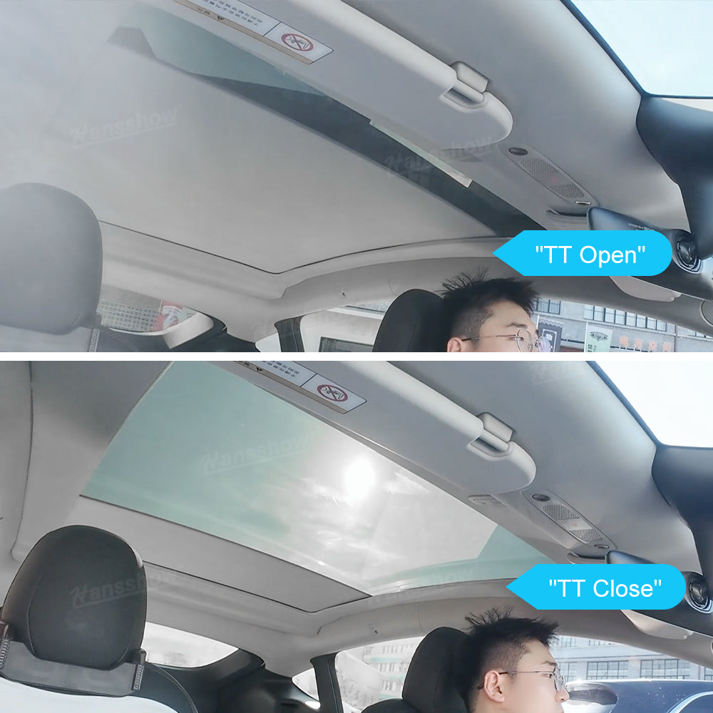 Electric Powered Sunshade for Tesla Model Y - close-up of controls