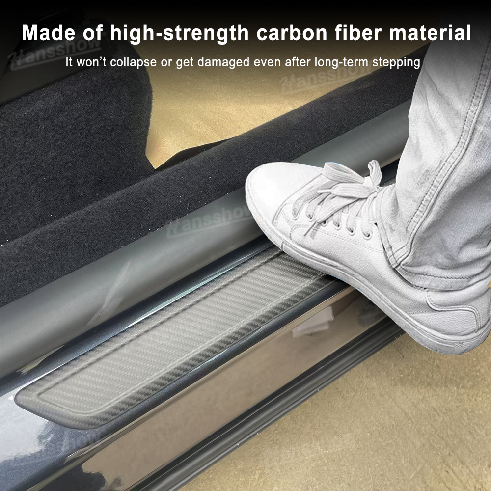 Model Y Juniper Real Carbon Fiber Door Sill Covers installed view