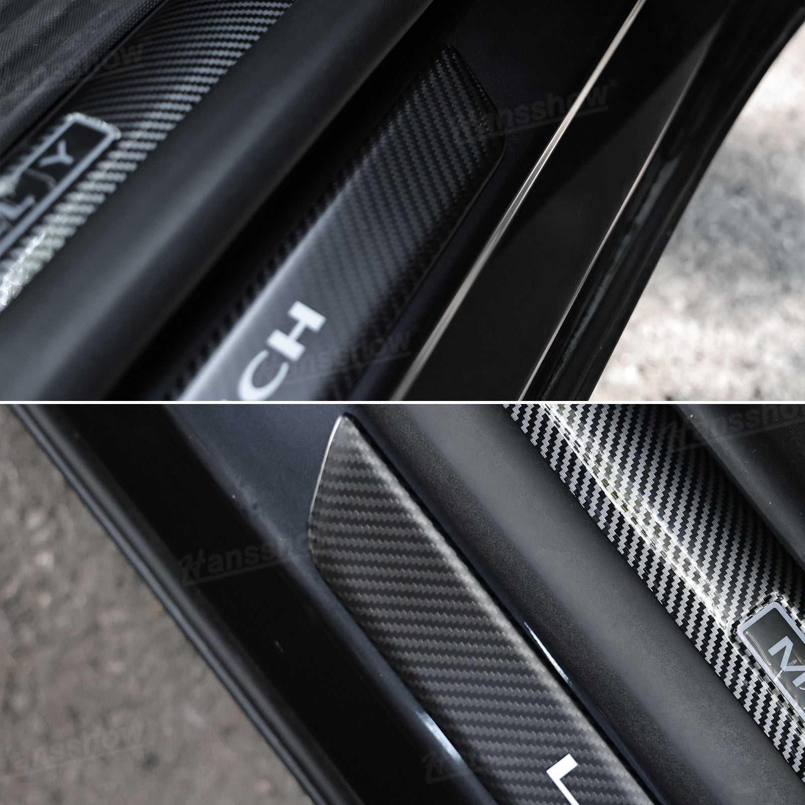Model Y Juniper Real Carbon Fiber Door Sills lifestyle shot