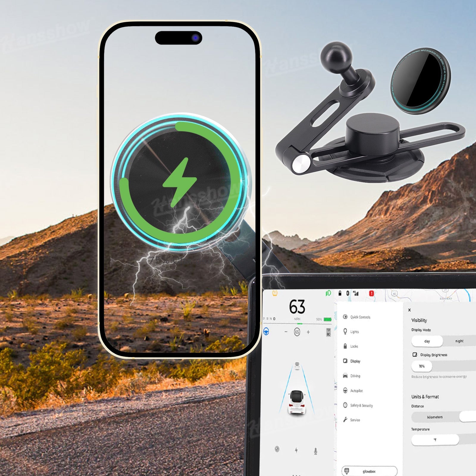Tesla Phone Mount Magnetic Car Phone Holder front view