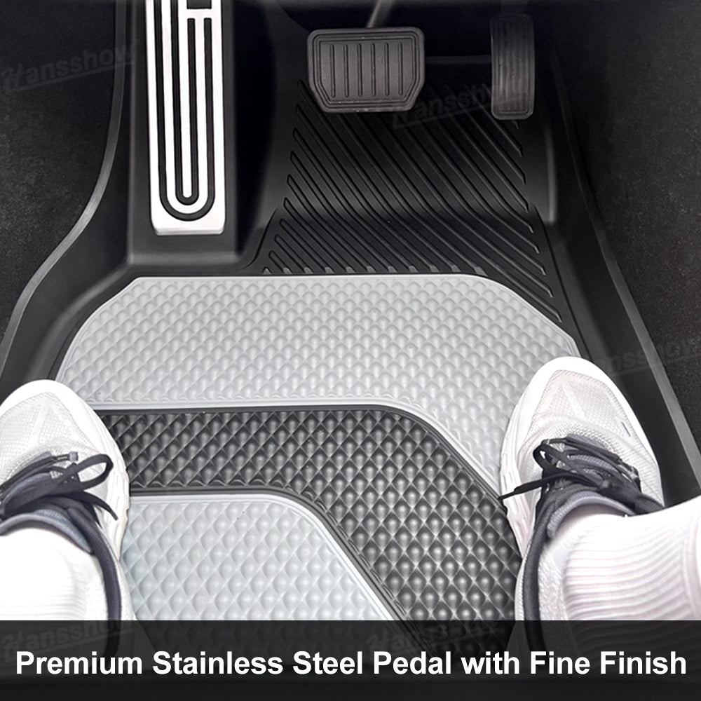 Model Y Juniper OEM Style Two-Tone TPE Floor Mats with Aluminum Pedal - Installed view