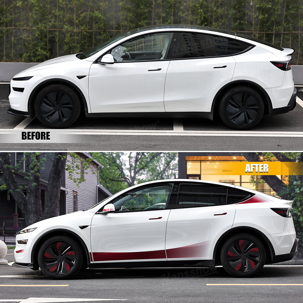 Model Y Juniper Exterior Vinyl Wrap Side Vinyl Sticker Decal - installed on vehicle