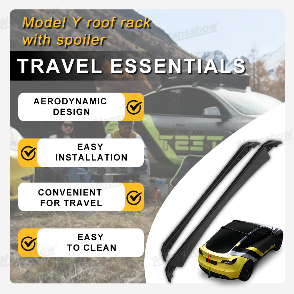 Tesla Model Y Roof Rack With Roof Spoiler Tail Wing - Weather Resistance