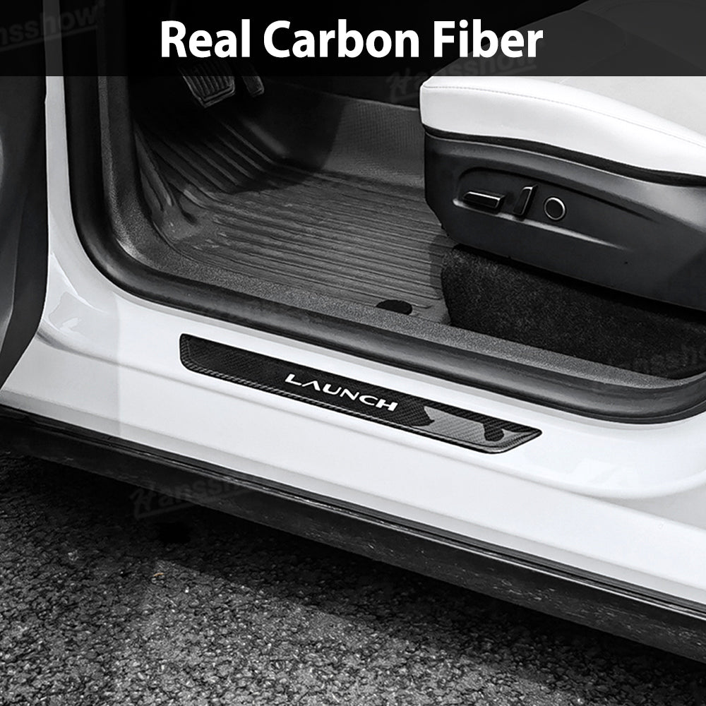 Model Y Juniper Real Carbon Fiber Door Sills installed view