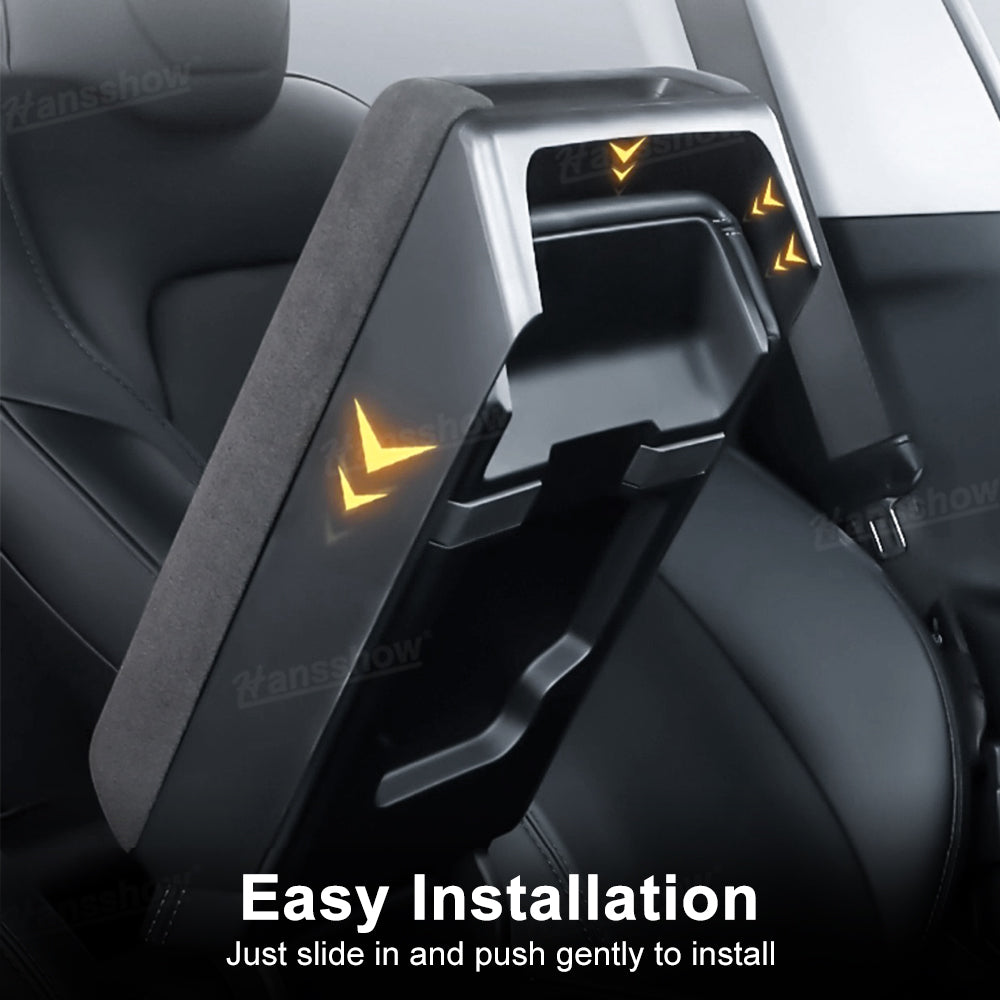 Model Y Juniper Armrest Pad Alcantara texture detail