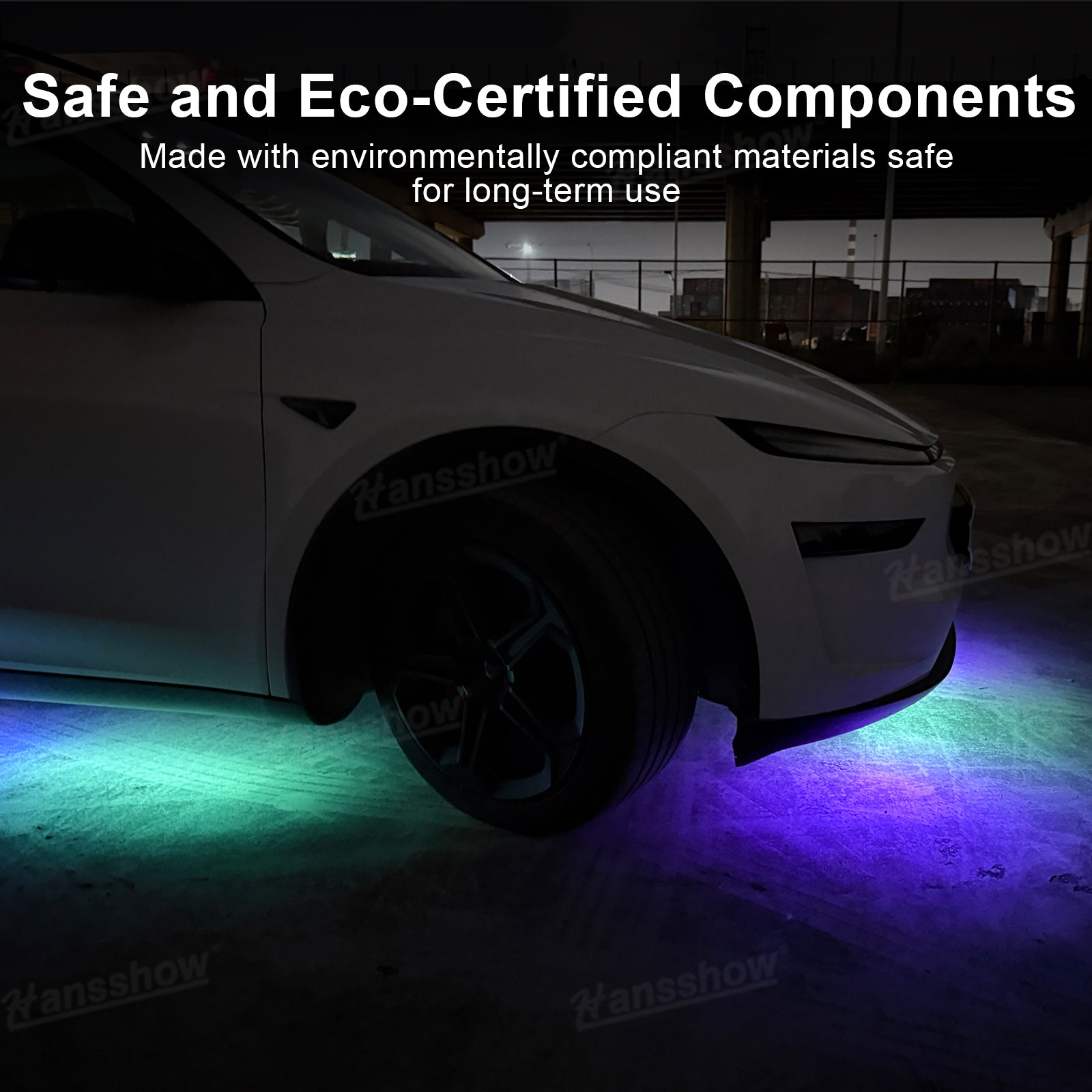 Model Y Juniper Underglow Lights LED Chassis Ambient Lighting Kit - close-up of LED lights
