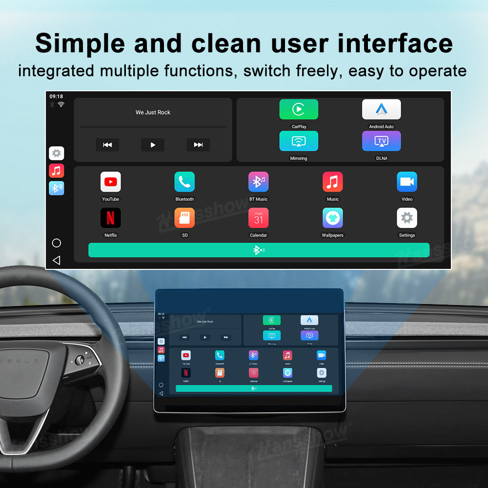 Wireless CarPlay Adapter AI Box for Tesla Model Y Juniper - connection ports