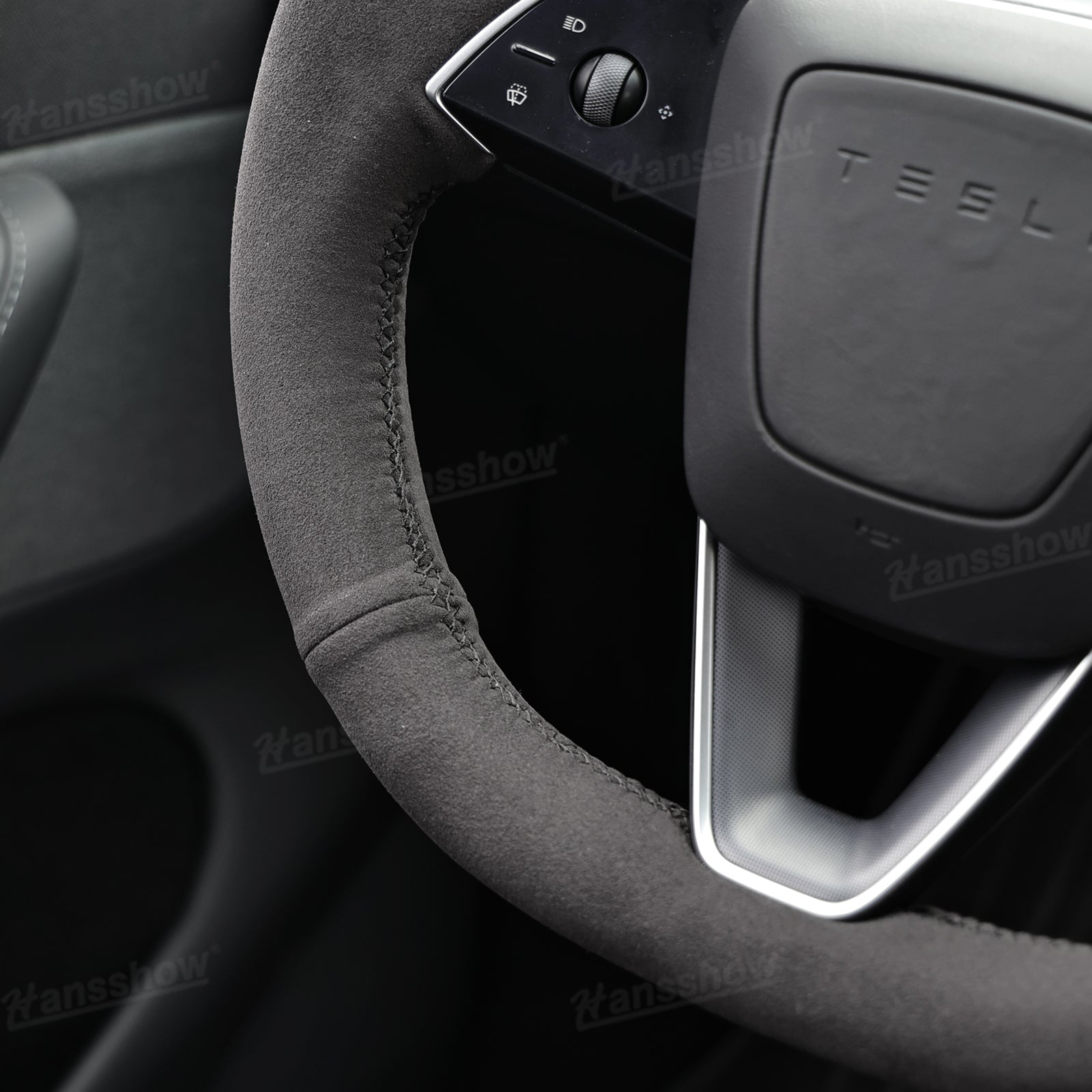 Model Y Juniper/3 Highland Premium Alcantara Steering Wheel Cover - with other accessories