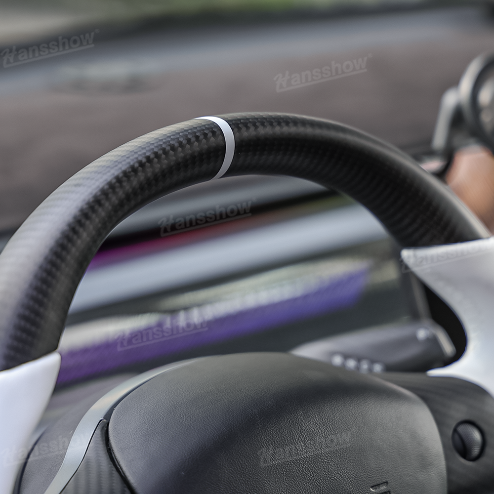 Tesla Model Y/3 Steering Wheel - Carbon Fiber and Leather Combo