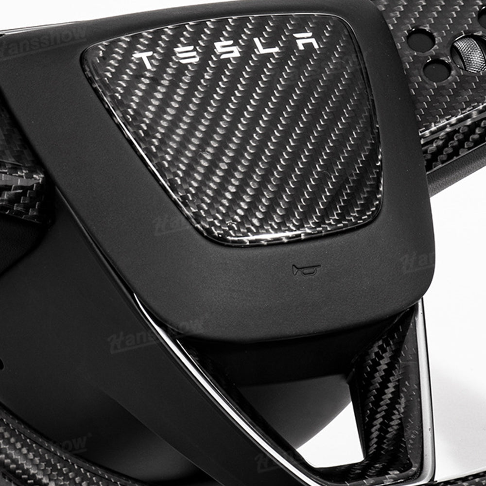Model Y Juniper Real Carbon Fiber Steering Wheel Trim Kit matte finish