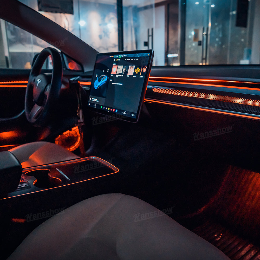 Model 3/Y Ambient Lighting Kit Dragon Scale Style front view