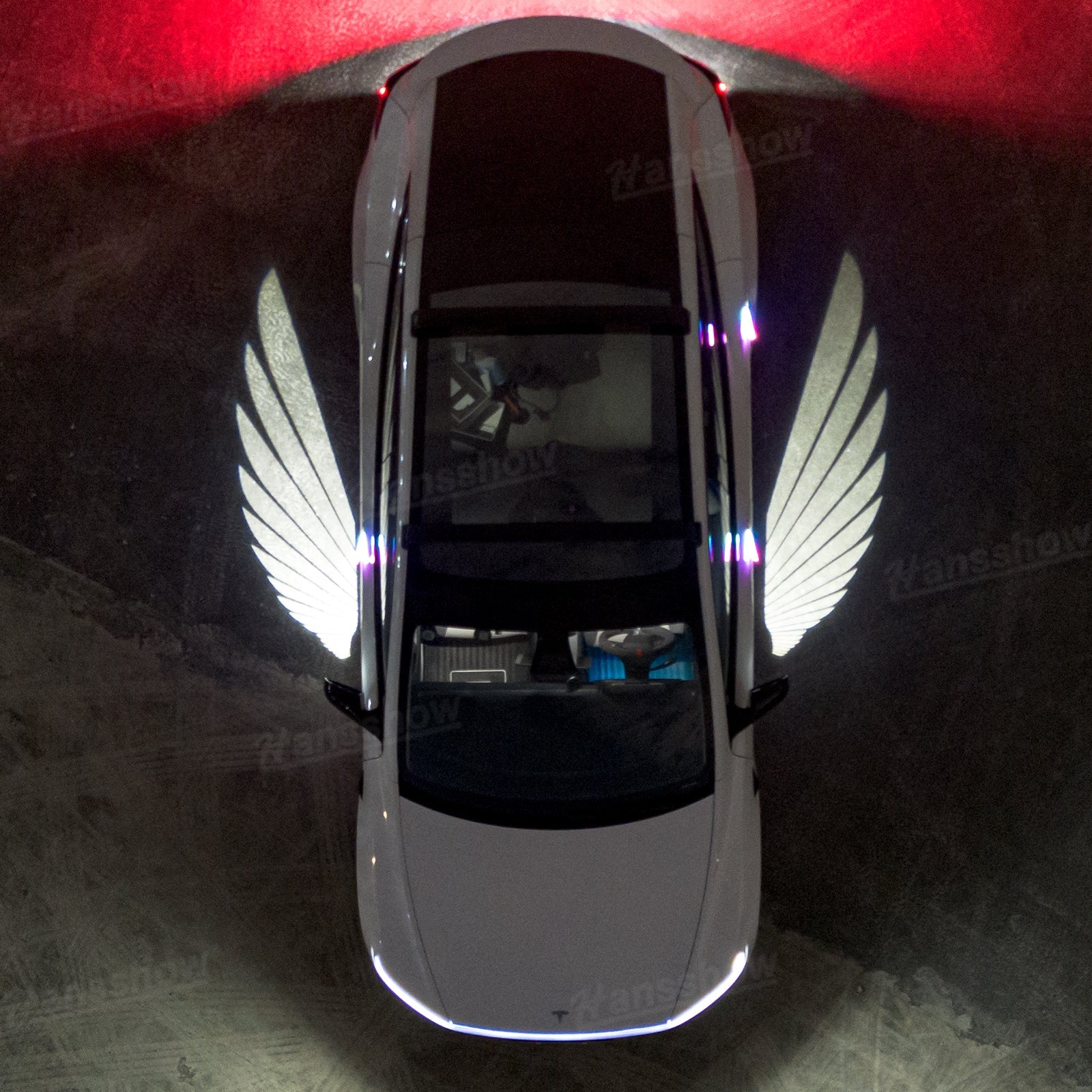 Side Mirror Projector Lights Angel Wing Welcome Lights for Tesla Model Y - Lifestyle image
