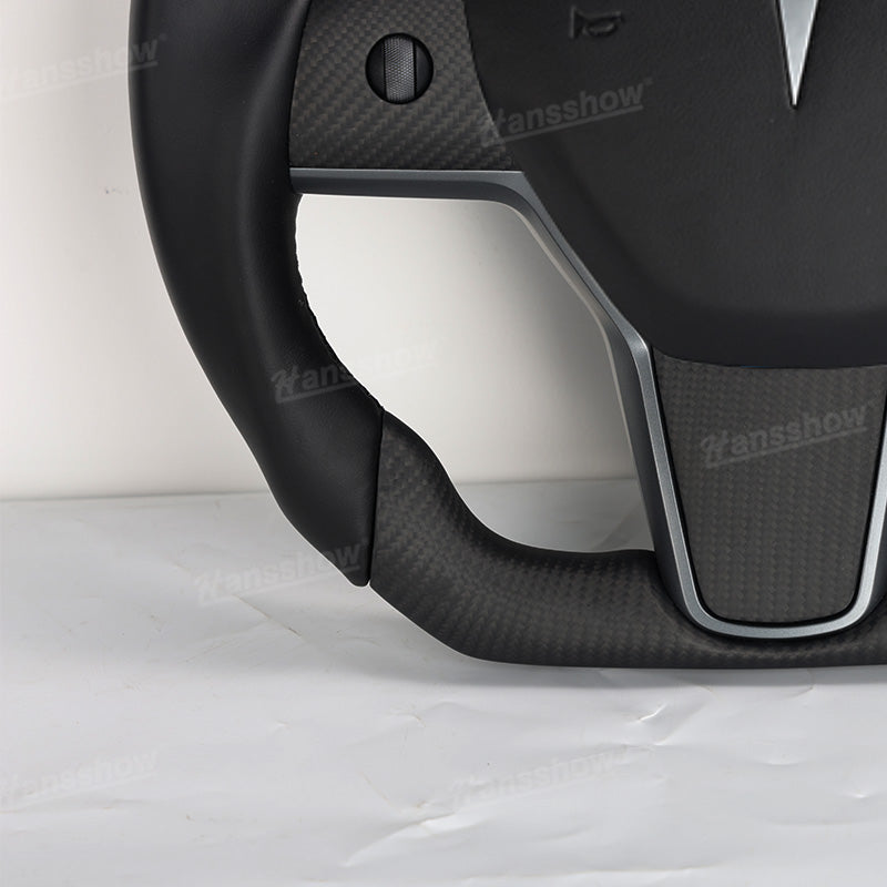 Tesla Model Y/3 Carbon Fiber Steering Wheel detailed texture
