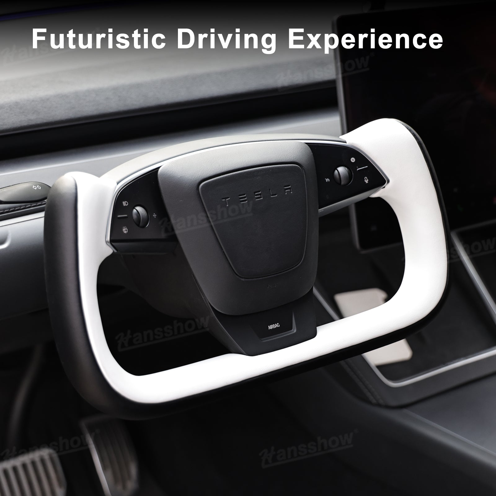 Model Y Juniper/3 Highland Nappa Leather Yoke Steering Wheel 2.0 rear view
