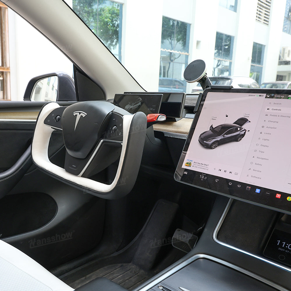 Model Y Yoke Style Steering Wheel Black/White Style - steering wheel detail