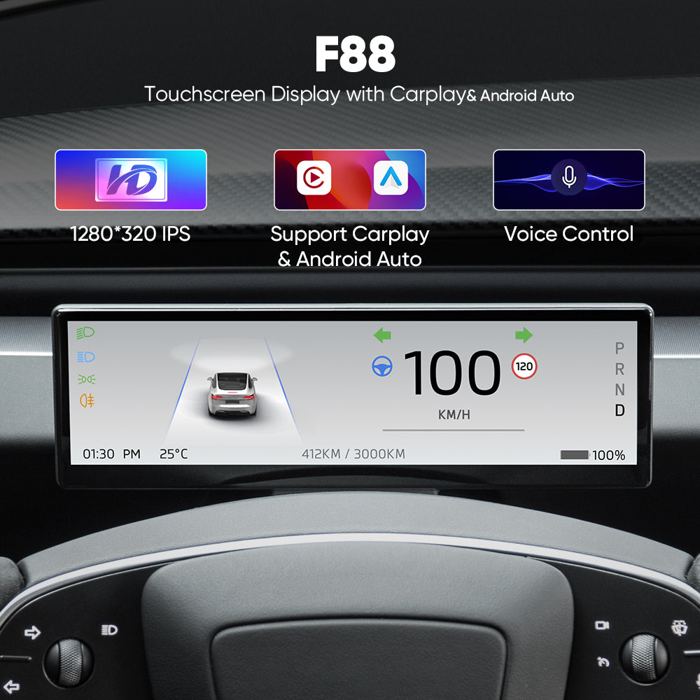 APEX 8.8-Inch Touch Screen Instrument Cluster for Tesla Model 3/Y - Front View