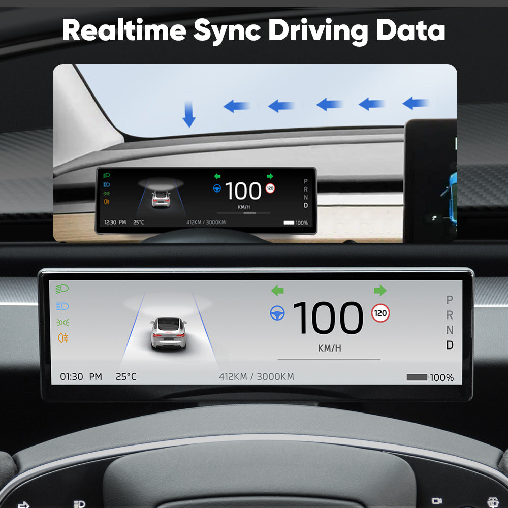 APEX 8.8-Inch Touch Screen Instrument Cluster for Tesla Model 3/Y - Installed View