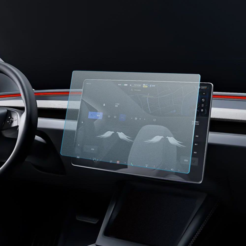 Model 3 Highland & Model Y Juniper Tempered Glass Screen Protector Set - lifestyle shot