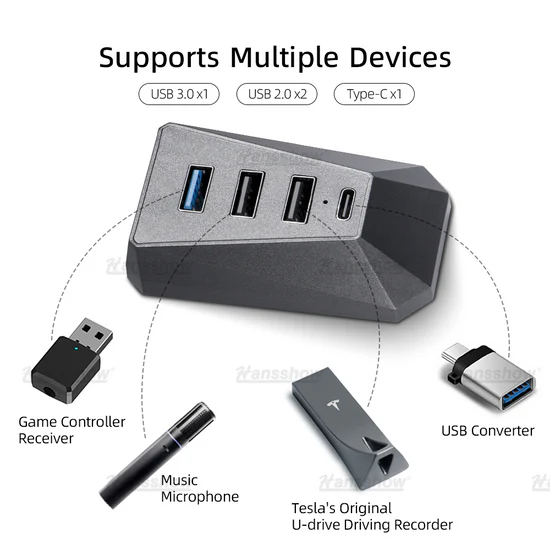 Glove Box USB Hub Model 3 Highland/Model Y Juniper installed view