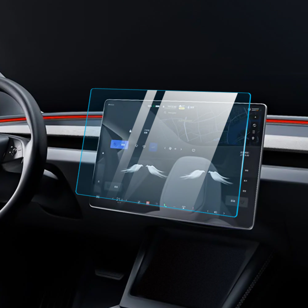 Model 3 Highland & Model Y Juniper Tempered Glass Screen Protector Set - front view