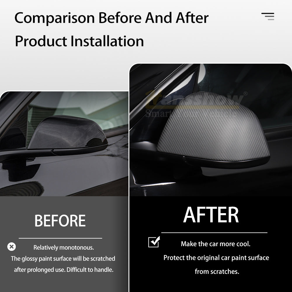 Model 3/Y Real Carbon Fiber Rearview Mirror Cover for Tesla Model Y - matte finish