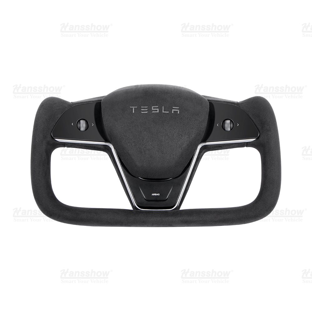 Tesla Model 3/Y Alcantara Black Yoke Steering Wheel (Design Inspired by...