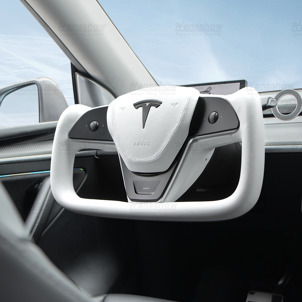 Tesla Model 3/Y Yoke Steering Wheel (Inspired by Model X/S Yoke)- Nappa...