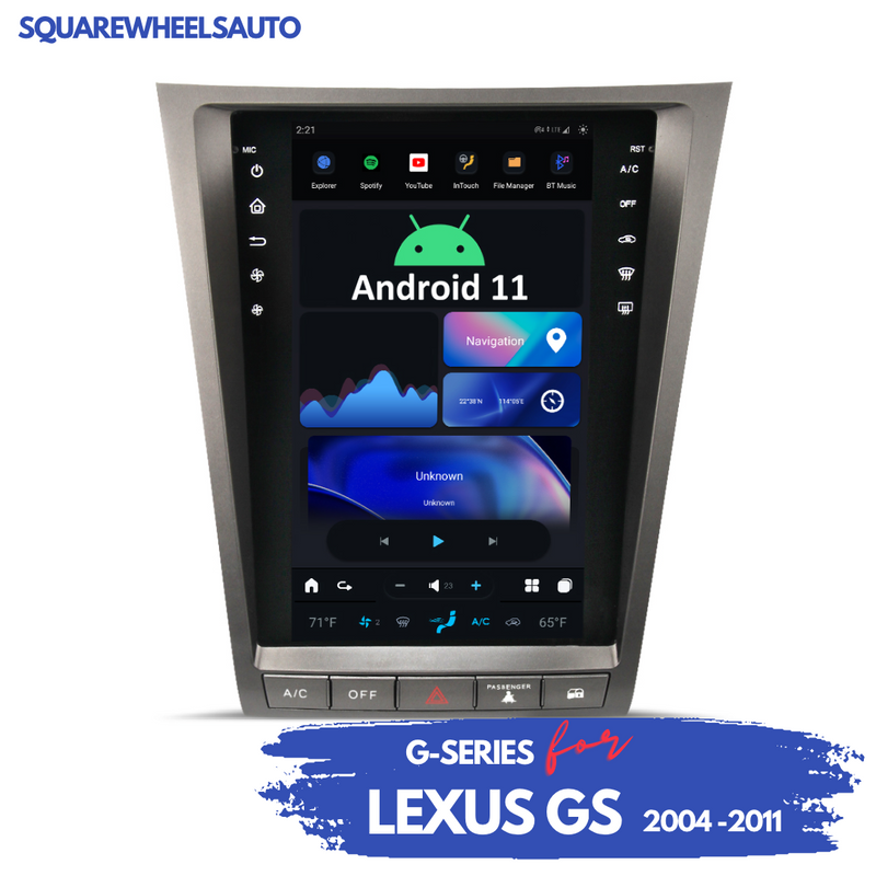 Lexus GS G-Series Tesla Style Android 11 Headunit (GS300, GS350, GS400, GS430, GS450h, GS460), 2004-2011