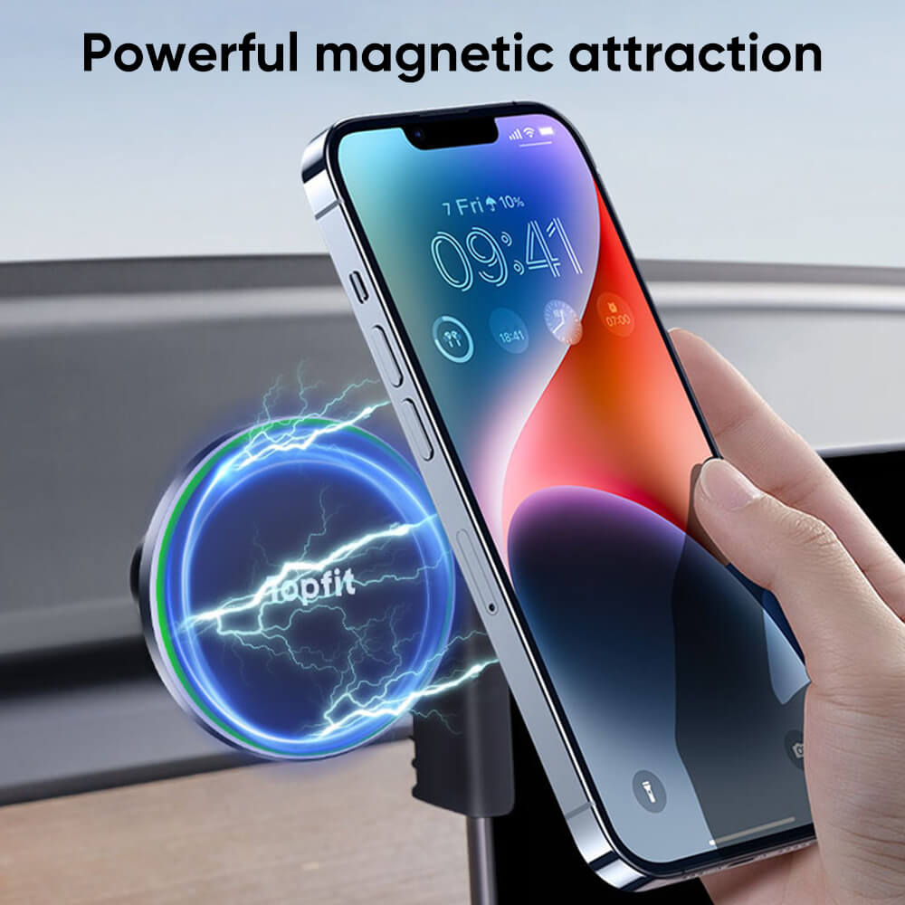 Dual 360° Rotating Magnetic Phone Holder for Tesla Model Y - front view