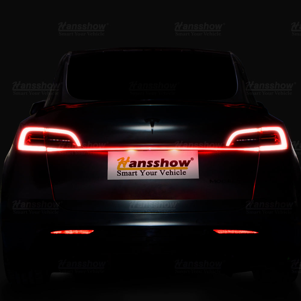 Knight Rider Full-Width Strip Tail Light for Tesla Model Y - turn signal mode