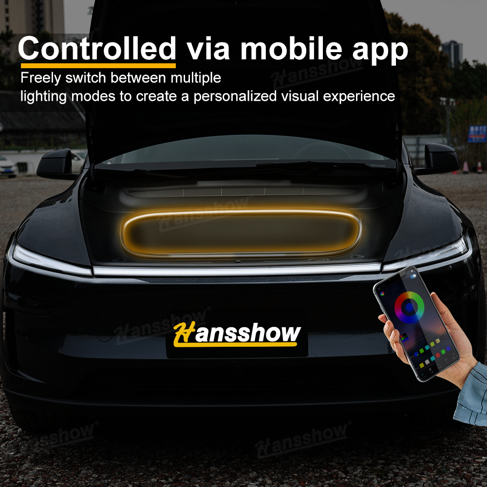 Model Y Juniper Front Trunk LED Light Strip RGB for Tesla Ambient Lighting - Installed View