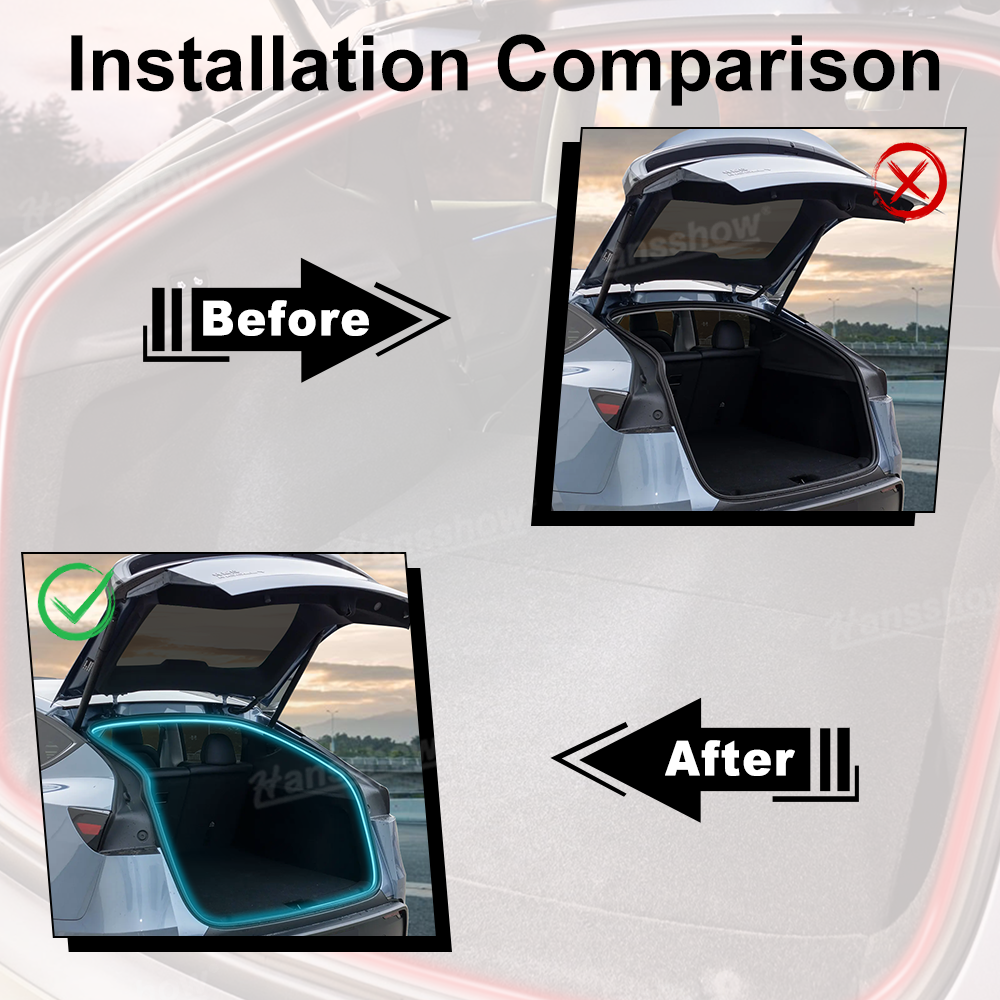 Model Y Juniper Rear Trunk Ambient Lighting RGB LED Light Strips - installed view