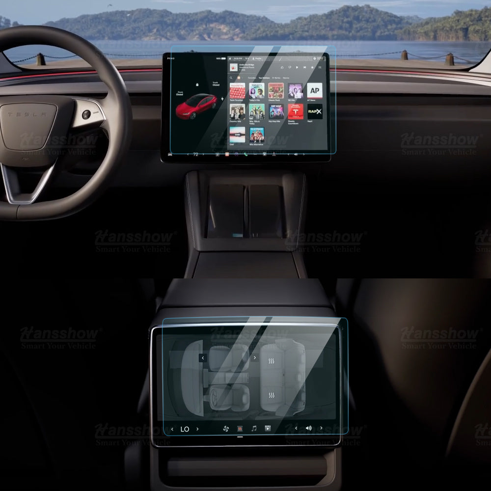 Model 3 Highland & Model Y Juniper Tempered Glass Screen Protector Set - packaging view