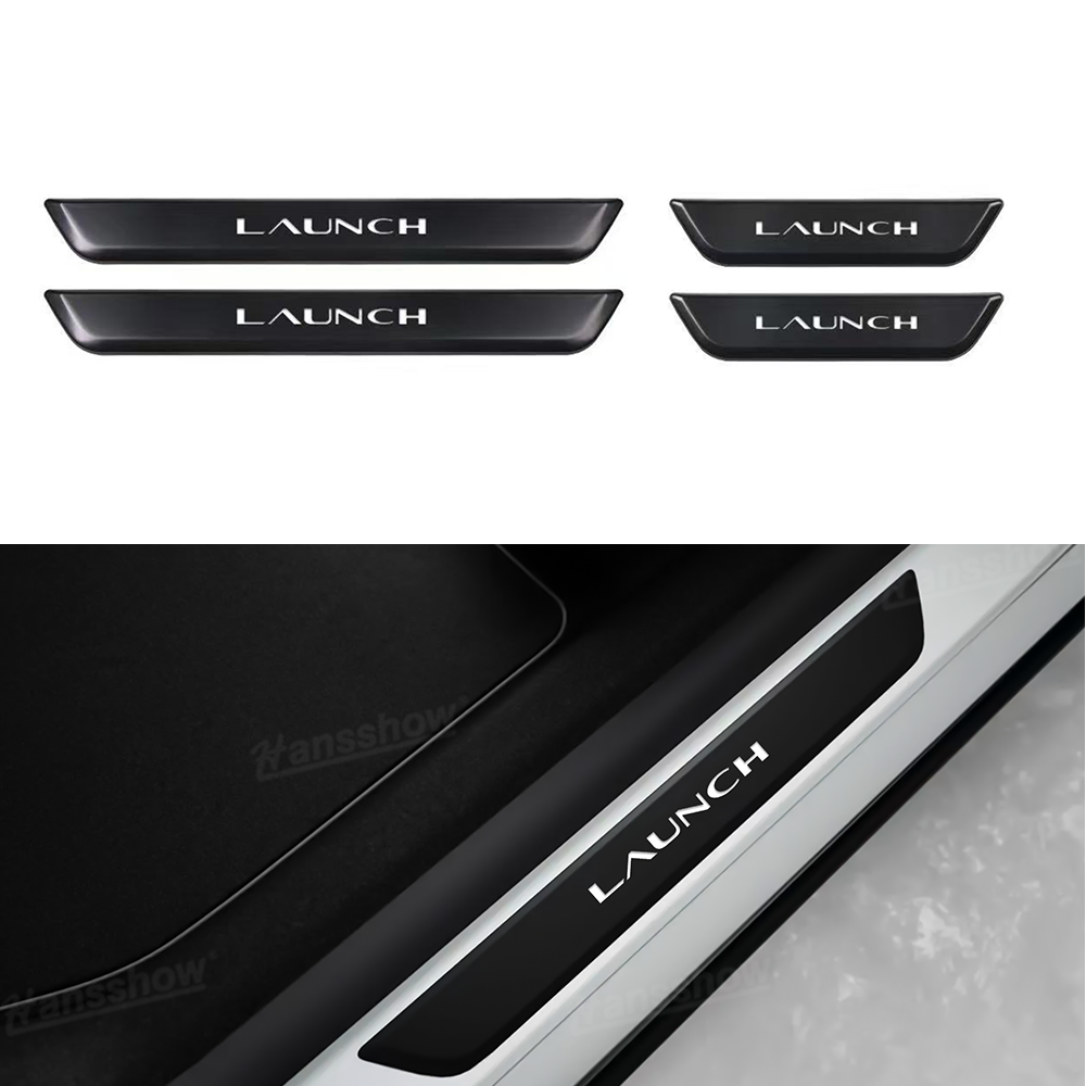 Model Y Juniper LED Welcome Pedal Door Sill Protector With LAUNCH Letter - Front View