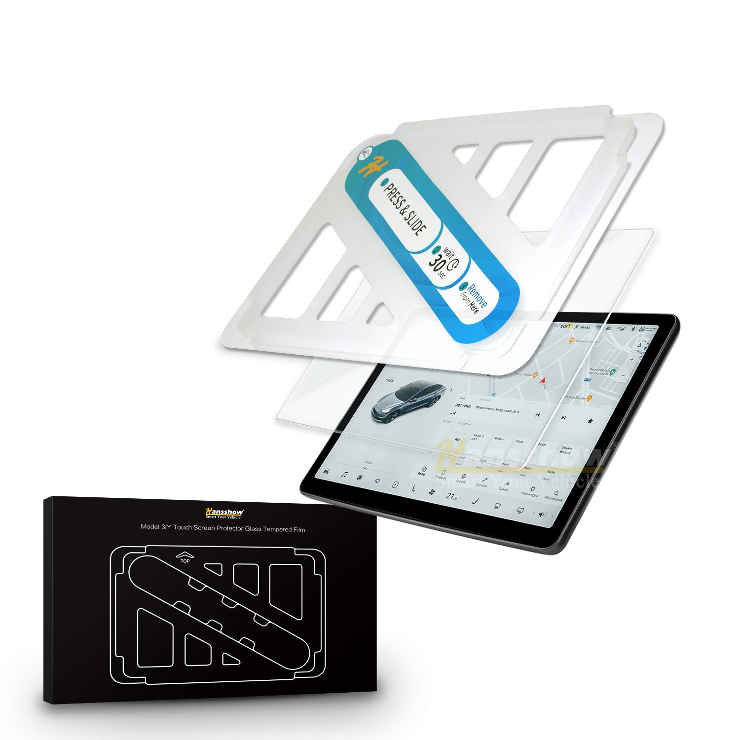 Model 3/Y Tempered Glass Screen Protector Matte with auto-alignment kit